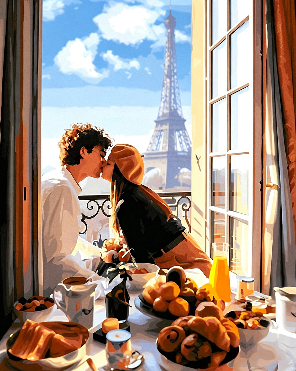 Parisian balcony kiss cross stitch kit for beginners