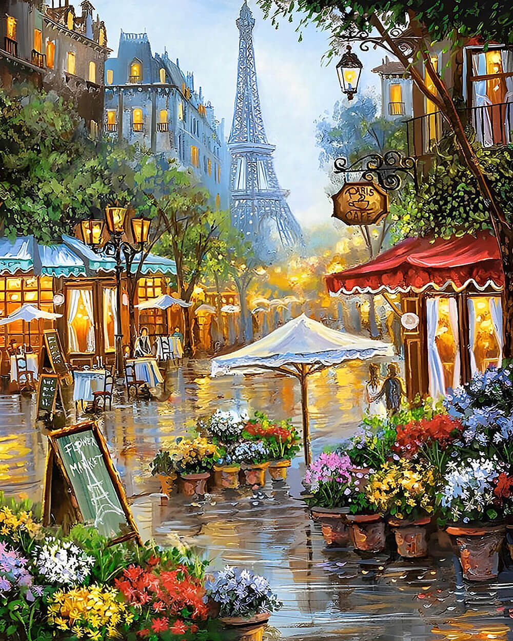 Parisian street cafe cross stitch kit for beginners