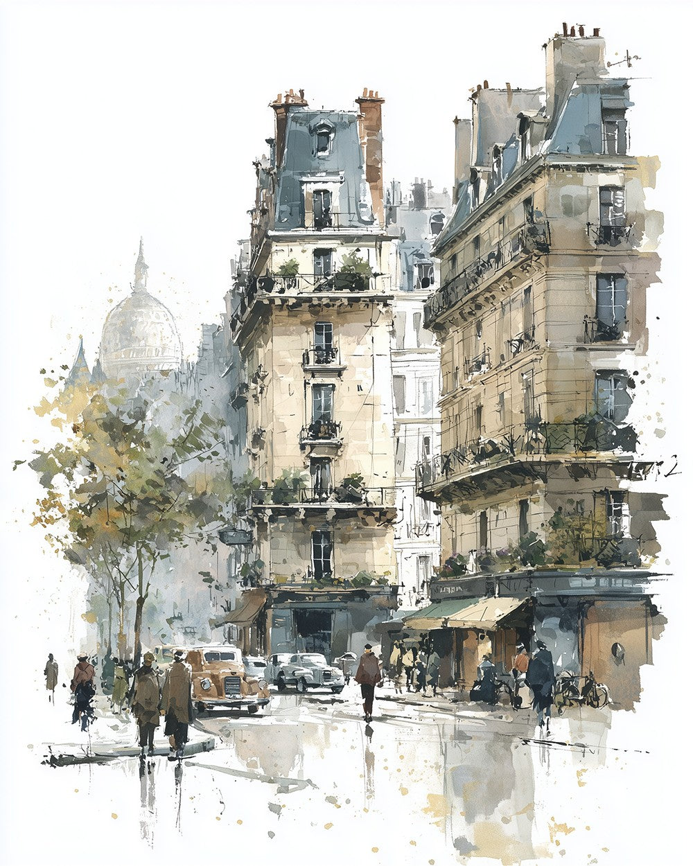 Parisian street scene cross stitch kit for beginners