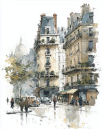 Parisian street scene cross stitch kit for beginners