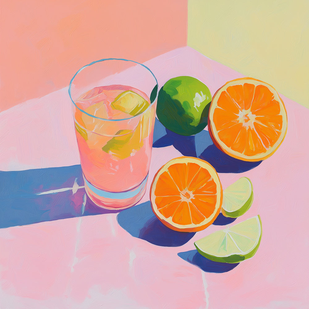 Pastel citrus still life cross stitch kit for beginners