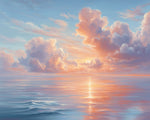 Pastel clouds and calm sea cross stitch kit for beginners