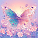 Pastel fantasy butterfly and flowers cross stitch kit for beginners