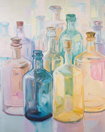 Pastel glass bottles cross stitch kit for beginners