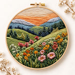 Pastel mountain flower hills embroidery kit