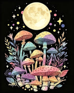 Pastel mushrooms under the moon cross stitch kit for beginners