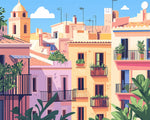 Pastel rooftops cross stitch kit for beginners