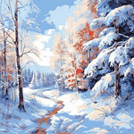 Pastel snowy forest cross stitch kit for beginners