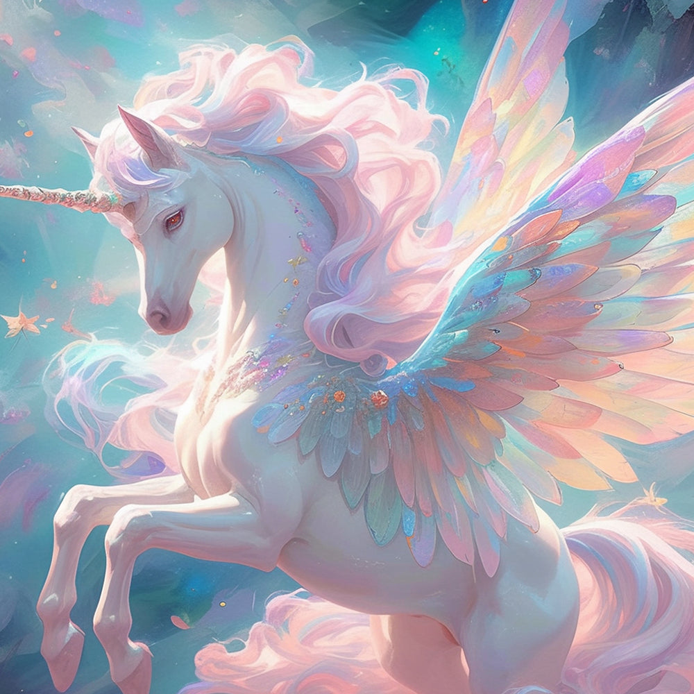Pastel winged unicorn cross stitch kit for beginners
