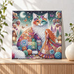 Finished patchwork fantasy cat pearl diamond painting artwork displayed as holiday home decor