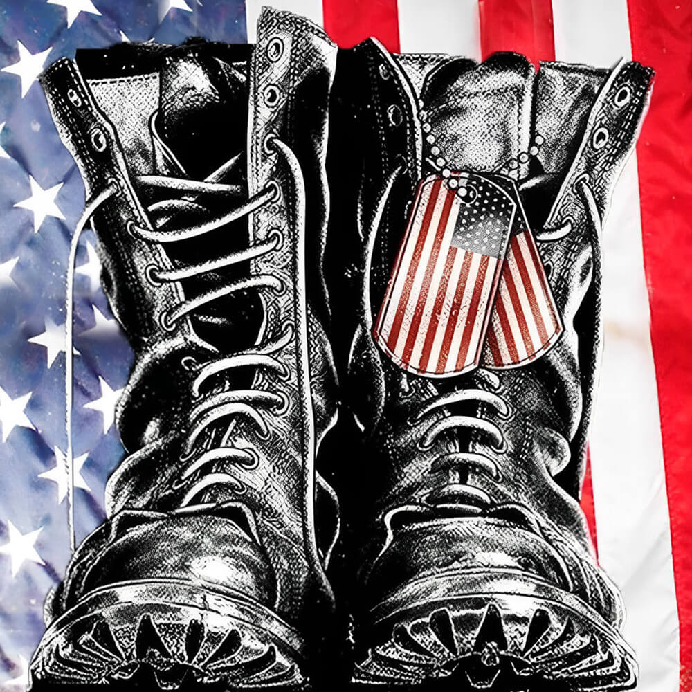 Patriotic military boots cross stitch kit for beginners