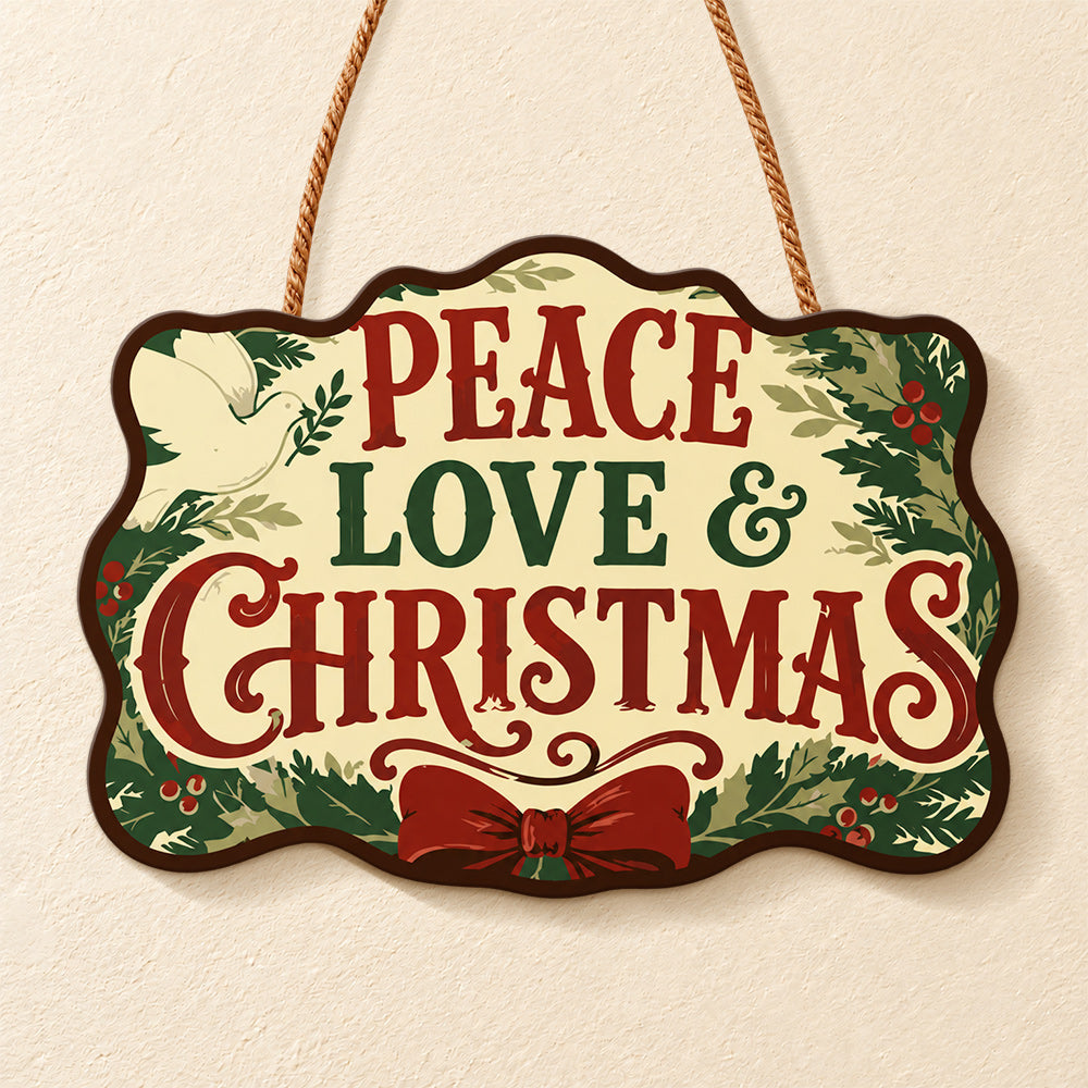 Peaceful christmas vibe paint by numbers door hanger finished design