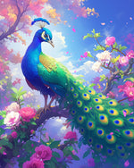 Peacock in flower tree cross stitch kit for beginners