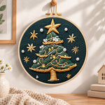 Pearl decorated tree embroidery hoop wall art displayed as warm and cosy handmade home decor