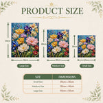 Pearl diamond painting kit size guide showing three rectangle sizes