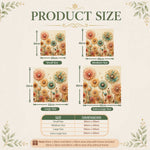 Pearl diamond painting kit size guide showing four square sizes