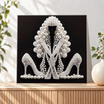 Finished pearl high‑heel art pearl diamond painting artwork displayed as holiday home decor