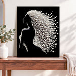 Finished pearl lady silhouette pearl diamond painting artwork displayed as home decor