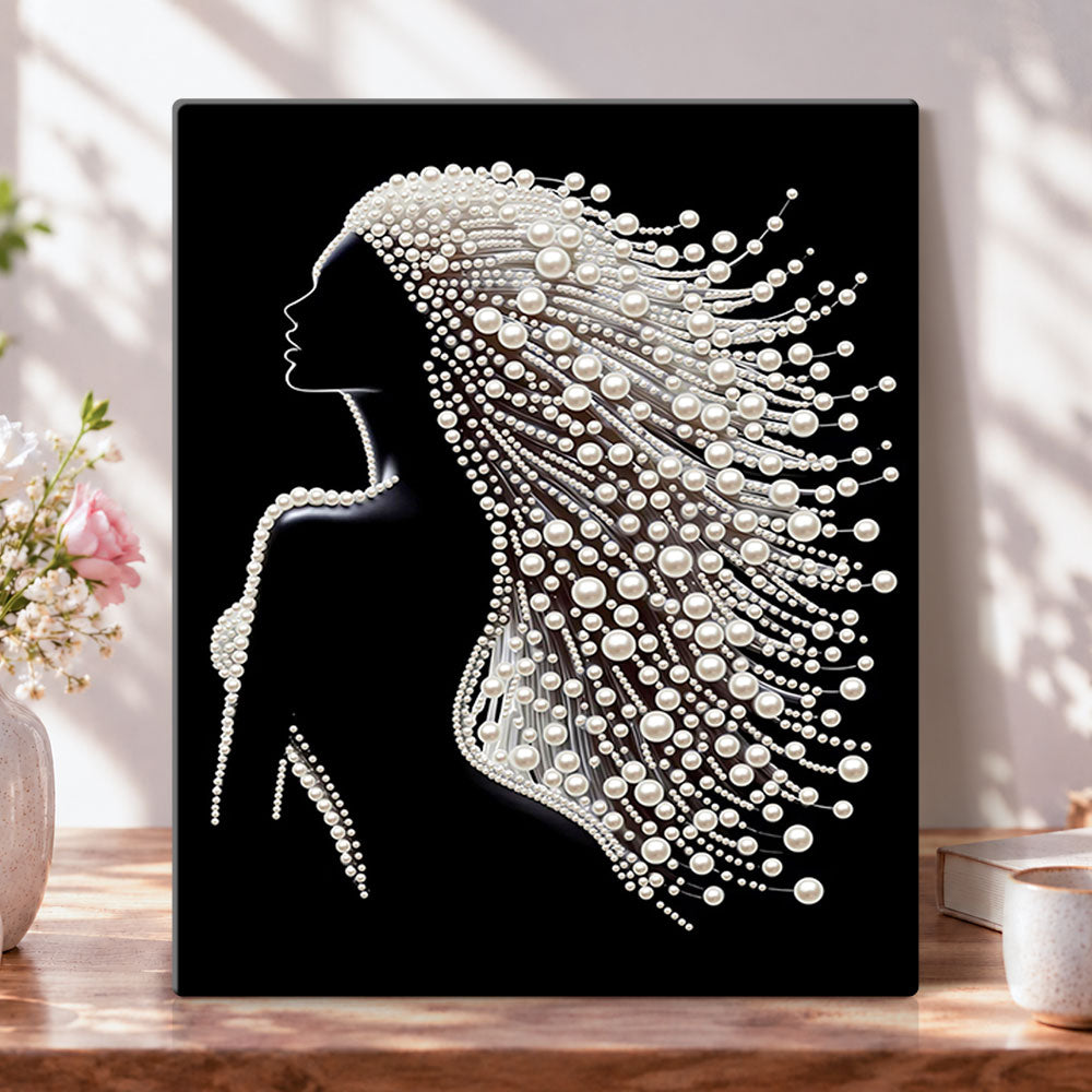 Pearl lady silhouette pearl diamond painting kit for beginners