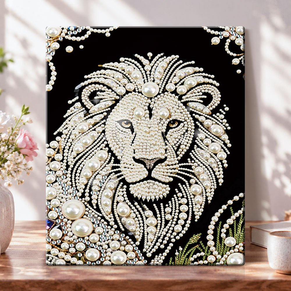 Pearl lion portrait pearl diamond painting kit for beginners
