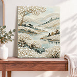 Finished pearl mountain landscape pearl diamond painting artwork displayed as home decor