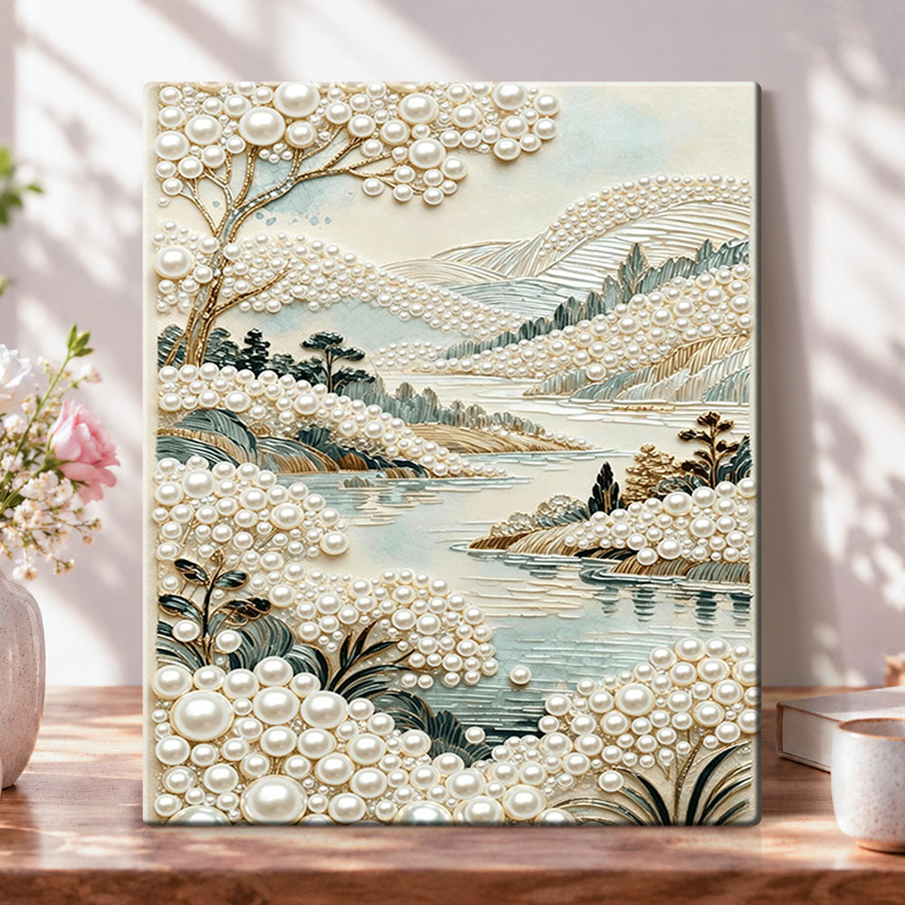 Pearl mountain landscape pearl diamond painting kit for beginners