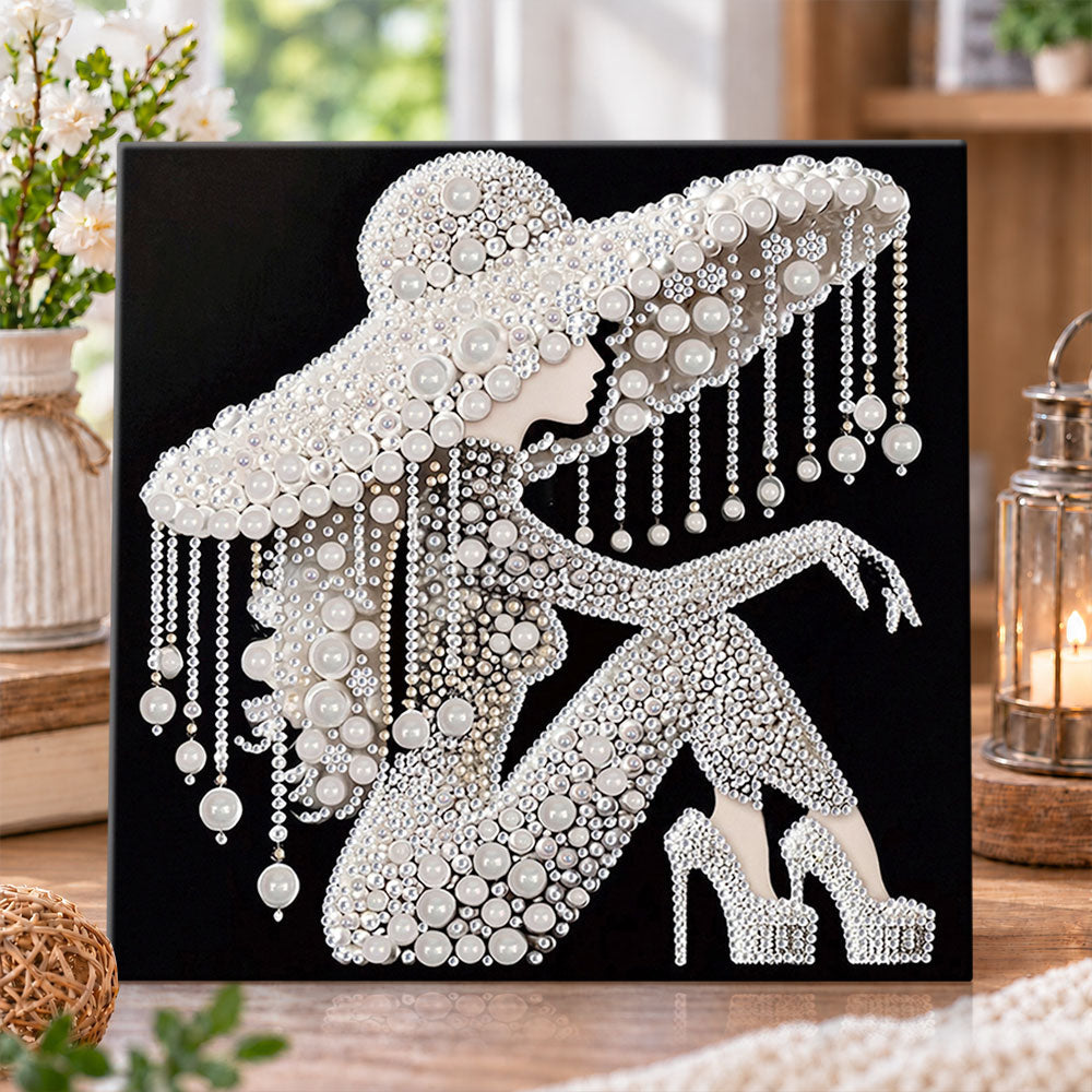 Pearl silhouette diva pearl diamond painting kit for beginners