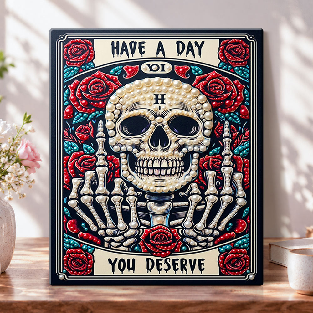 Pearl skull and roses pearl diamond painting kit for beginners