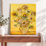 Finished pearl sunflower vase pearl diamond painting artwork displayed as home decor