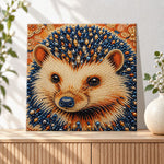 Finished pearl textured hedgehog portrait pearl diamond painting artwork displayed as holiday home decor