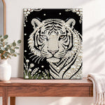Finished pearl tiger face pearl diamond painting artwork displayed as home decor
