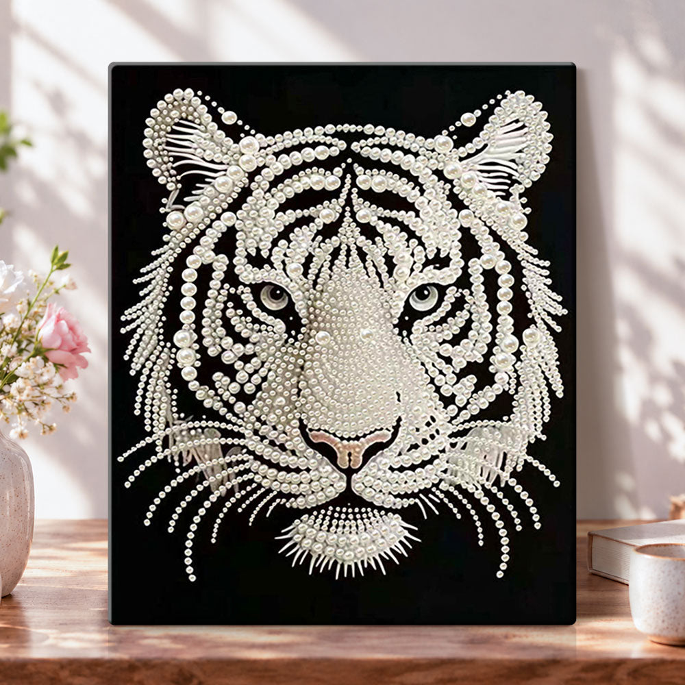 Pearl tiger portrait pearl diamond painting kit for beginners