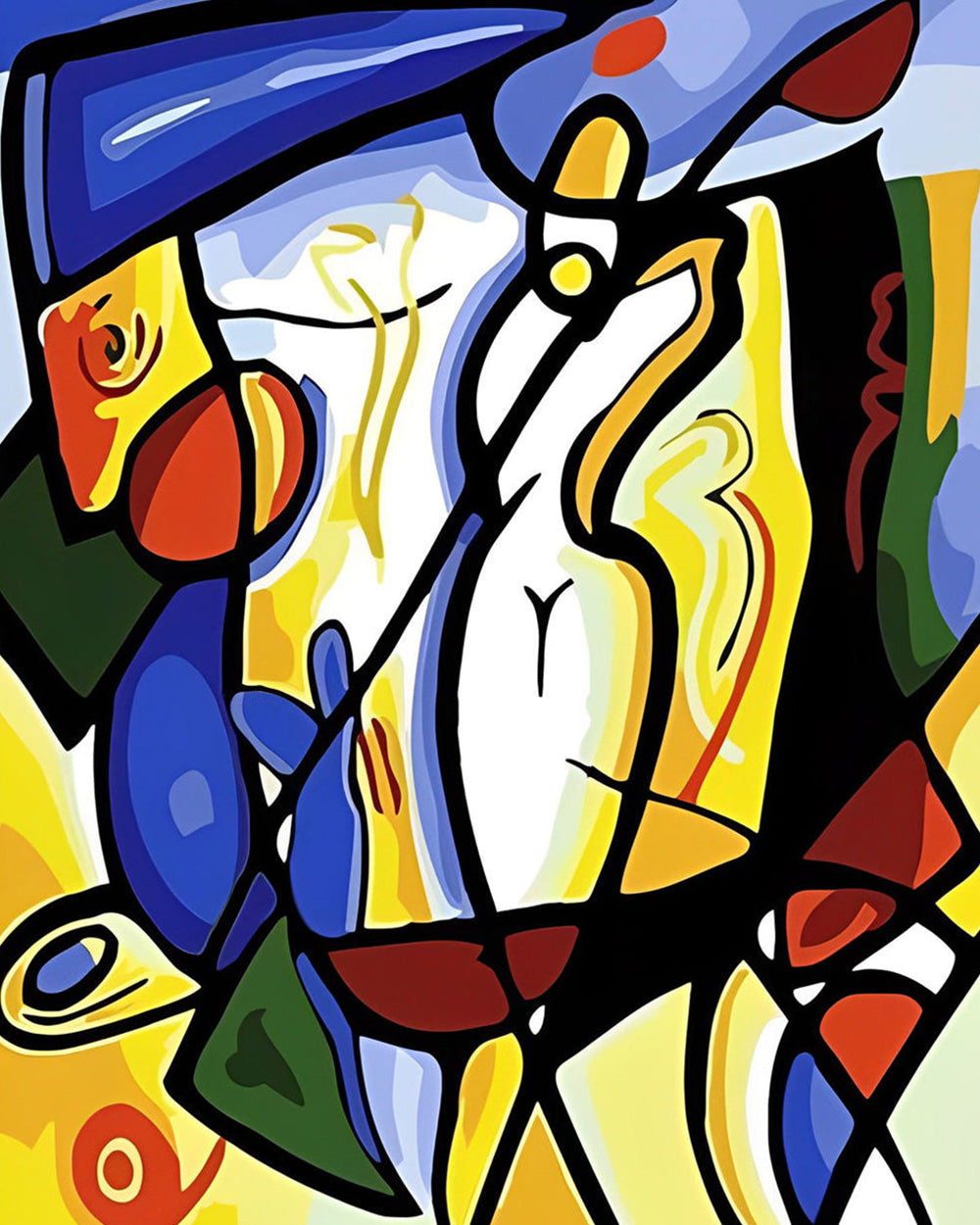 Picasso style abstract figure paint by numbers kit for beginners