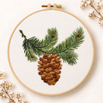 Pine branch and cone embroidery kit
