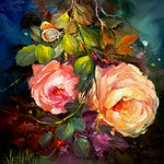 Pink and orange roses cross stitch kit for beginners