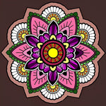 Pink and purple floral mandala cross stitch kit for beginners