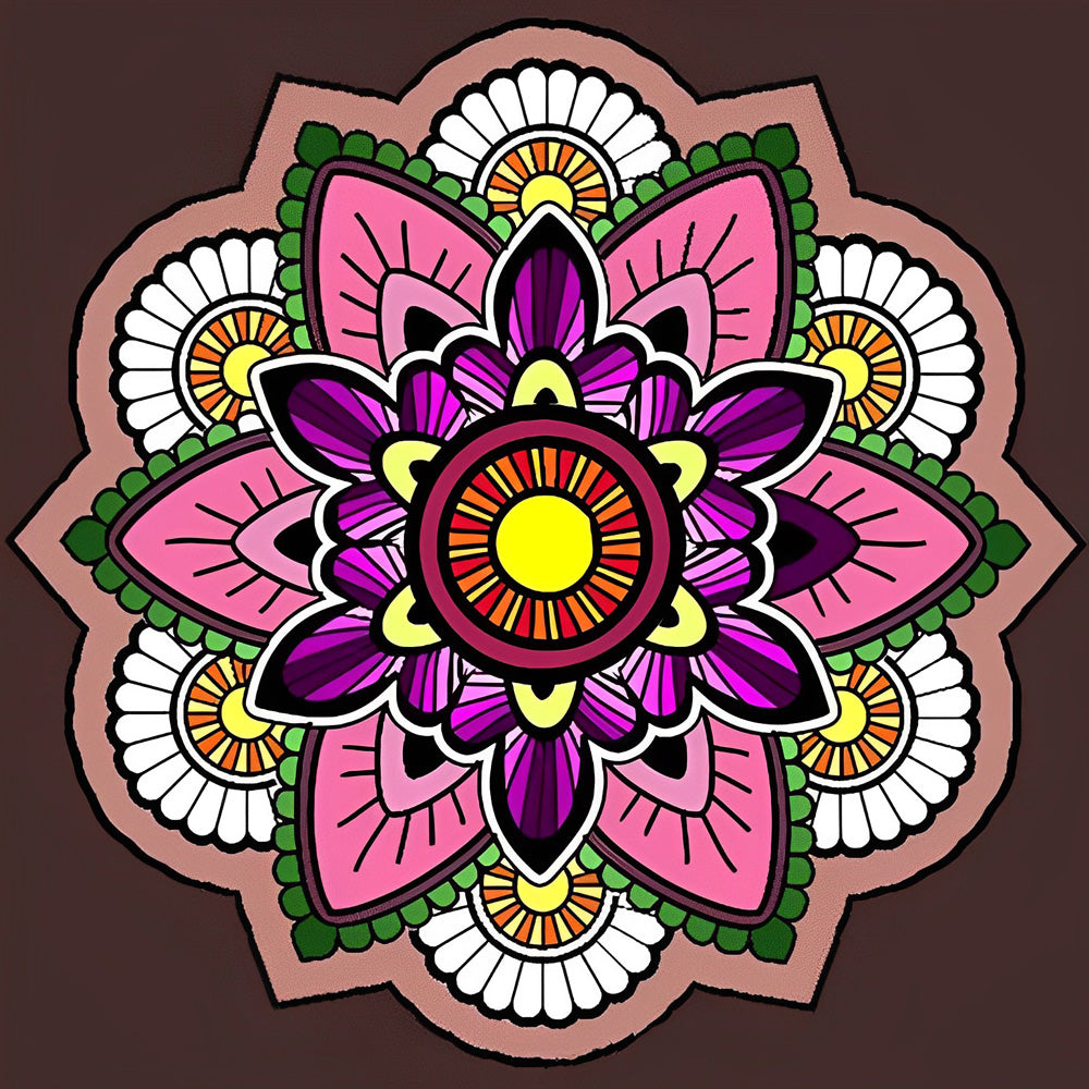 Pink and purple floral mandala cross stitch kit for beginners