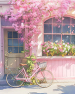 Pink blossom bicycle art cross stitch kit for beginners