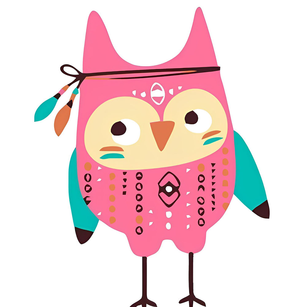 Pink boho owl cross stitch kit for beginners