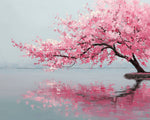 Pink cherry blossom by the lake cross stitch kit for beginners