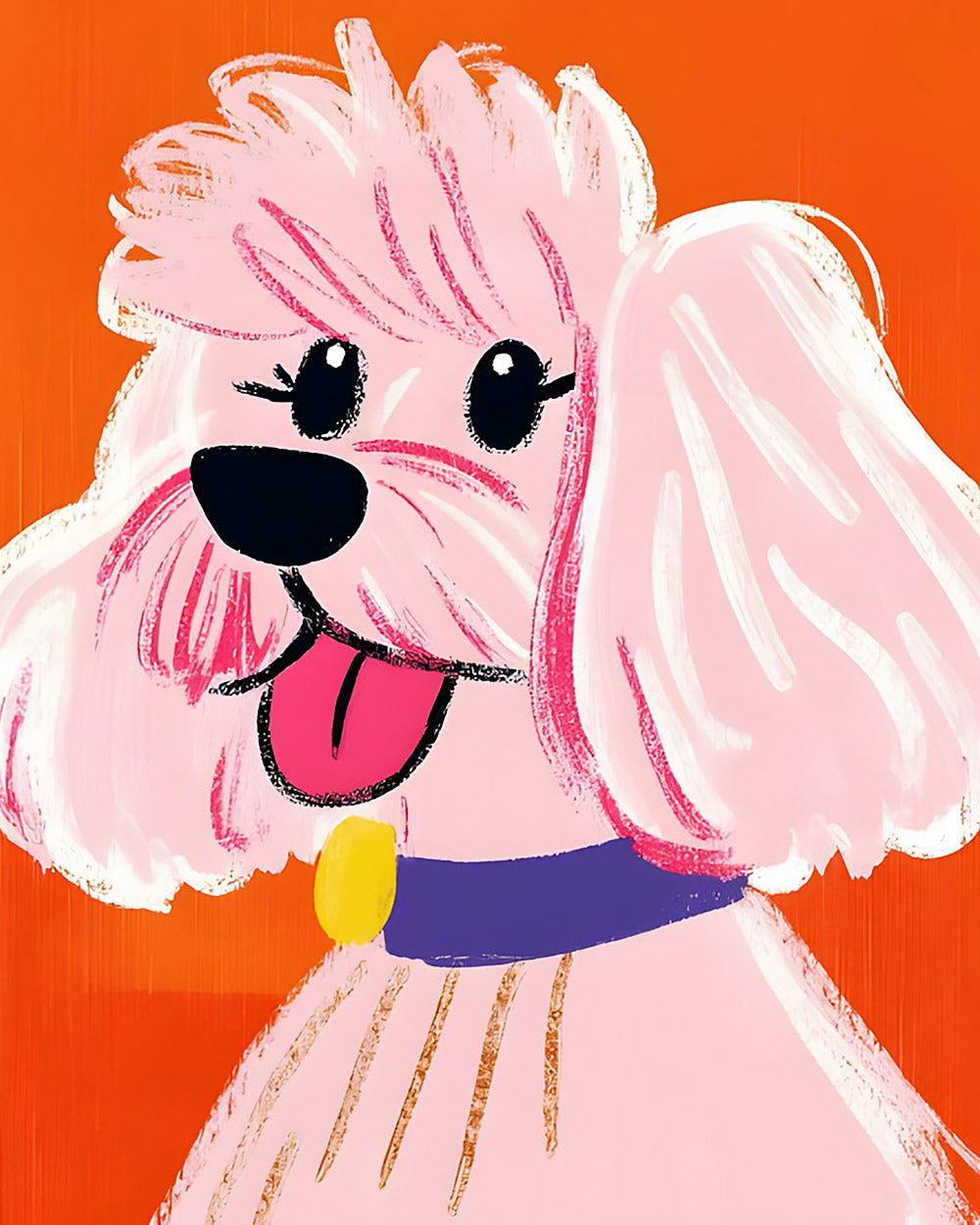 Pink doodle poodle paint by numbers kit for beginners