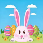 Pink easter bunny with colourful eggs cross stitch kit for beginners