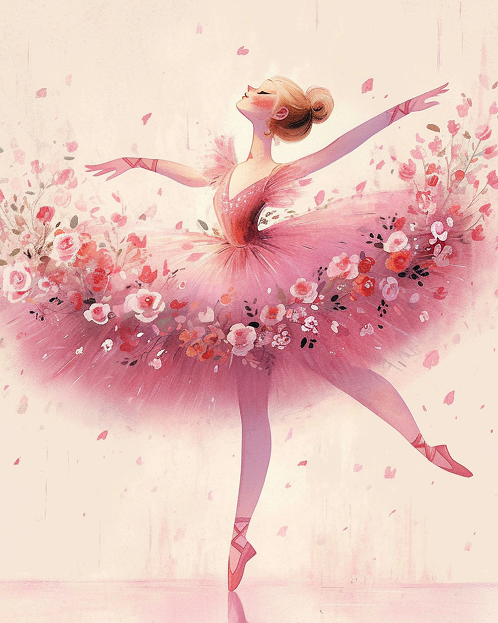 Pink floral ballerina cross stitch kit for beginners