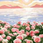 Pink flowers by the sea cross stitch kit for beginners