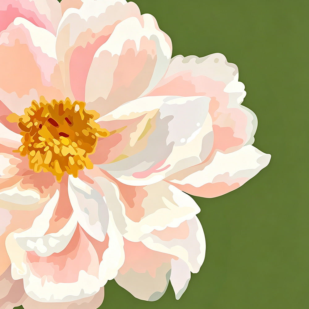 Pink peony on a green background cross stitch kit for beginners
