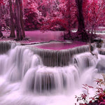 Pink purple forest waterfall cross stitch kit for beginners
