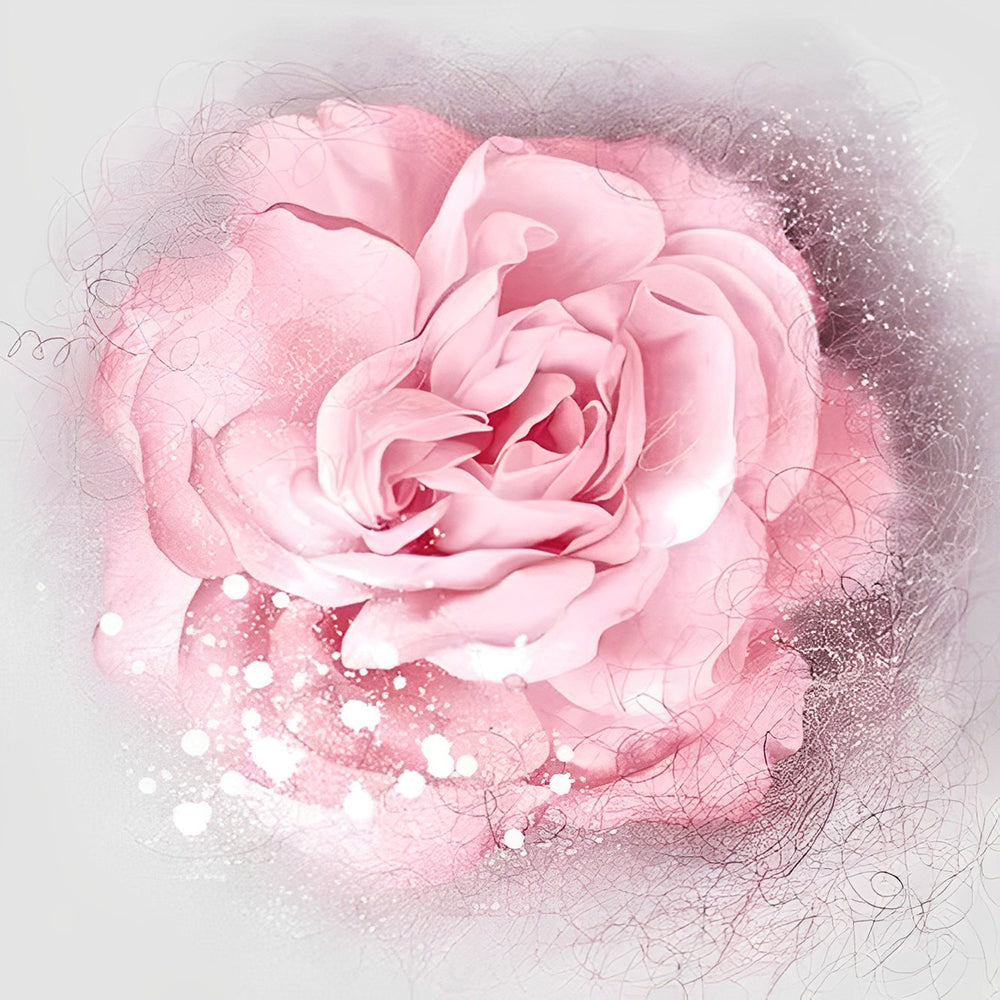 Pink rose with soft fluffy texture cross stitch kit for beginners