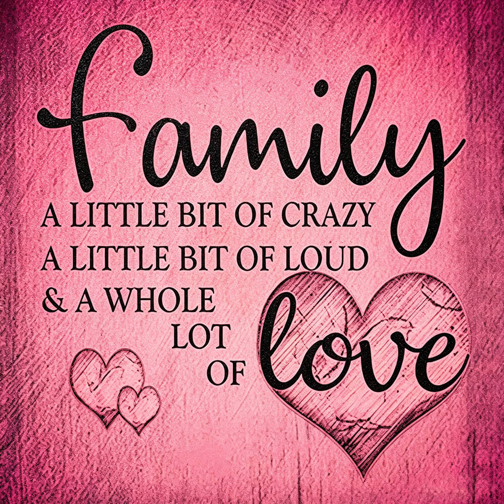 Pink texture family and love quote cross stitch kit for beginners