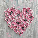 Pink textured floral heart cross stitch kit for beginners