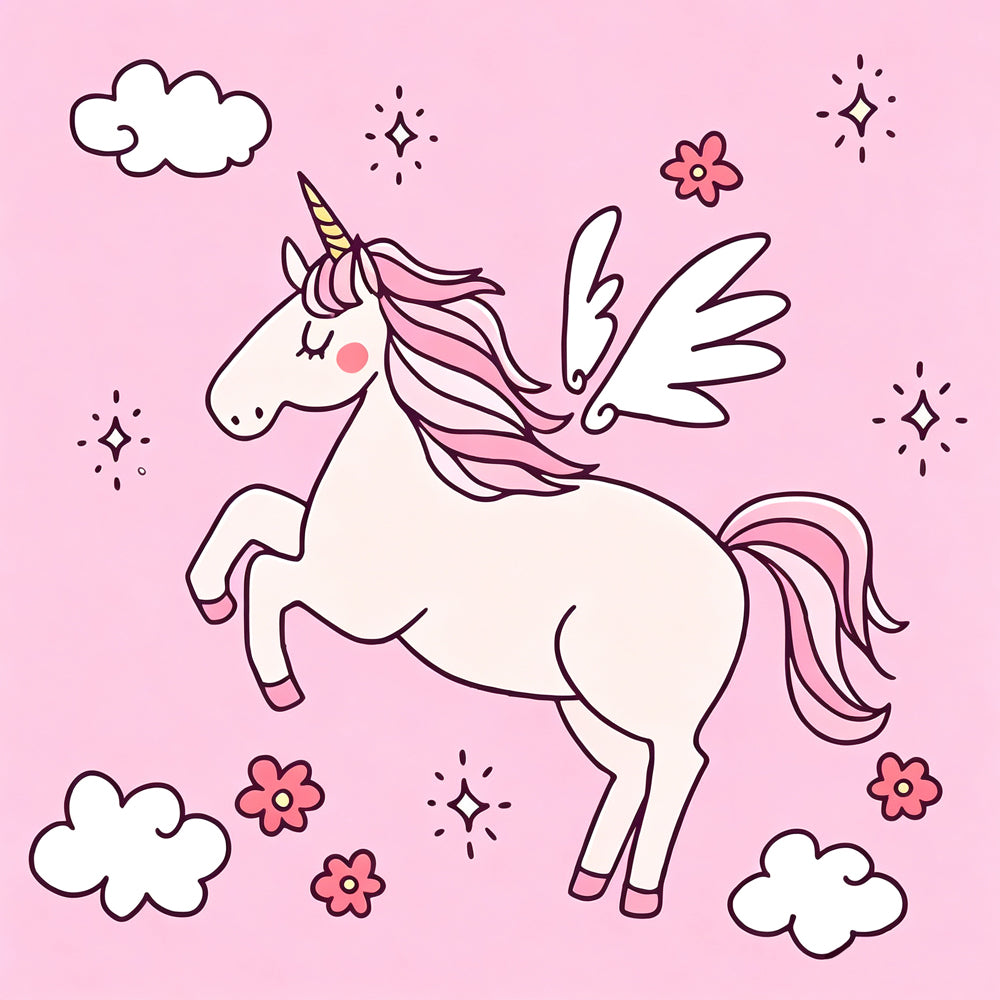 Pink unicorn with wings cross stitch kit for beginners